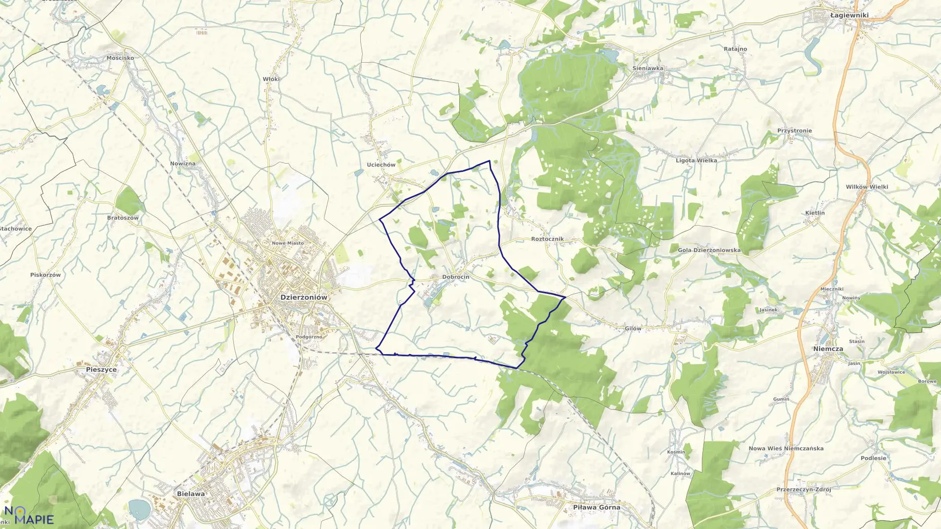 Mapa obrębu DOBROCIN w gminie Dzierżoniów