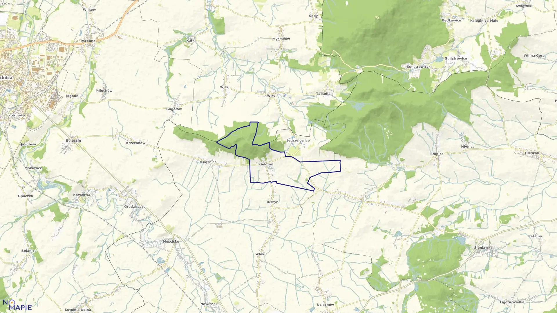 Mapa obrębu KIEŁCZYN w gminie Dzierżoniów