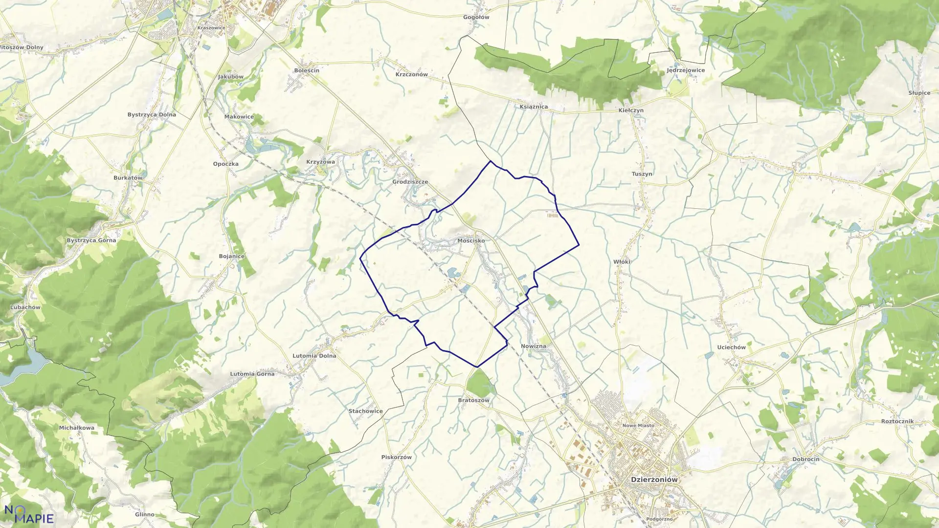 Mapa obrębu MOŚCISKO w gminie Dzierżoniów