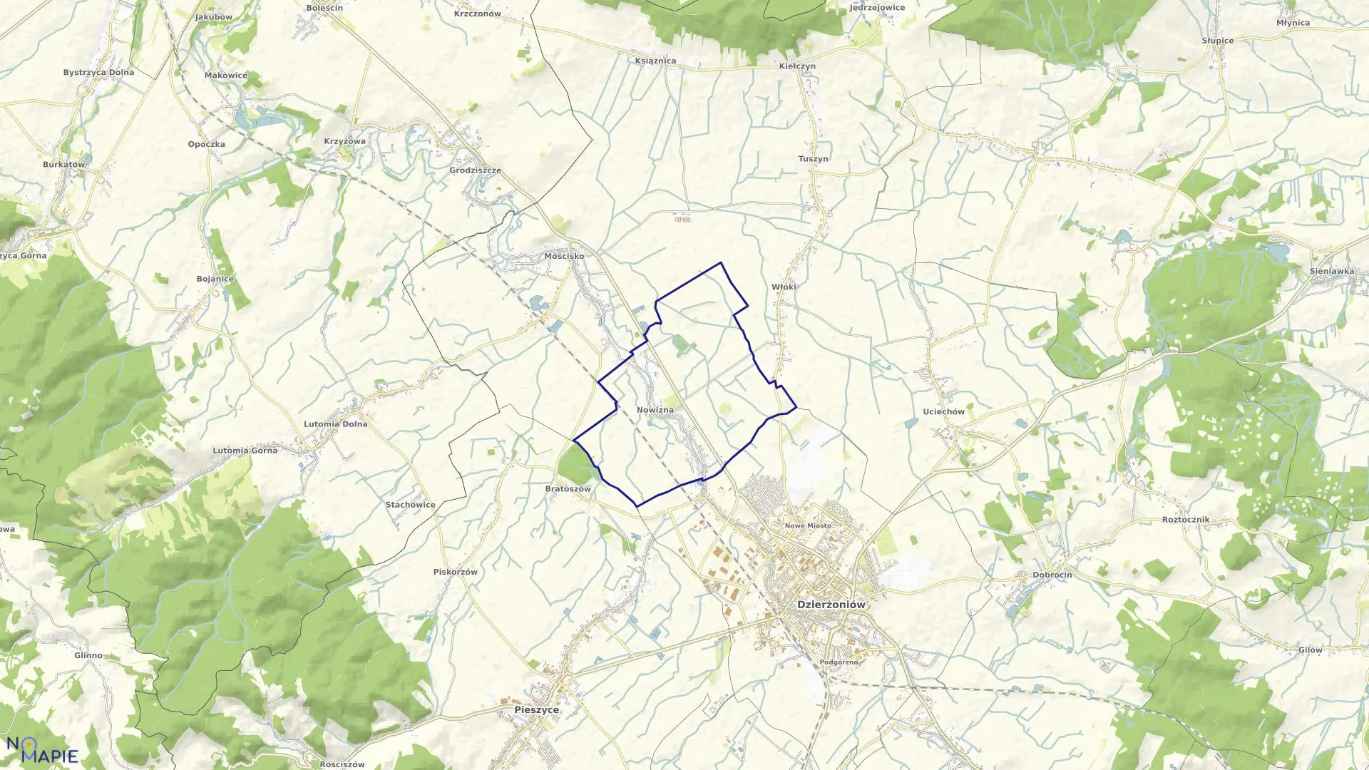 Mapa obrębu NOWIZNA w gminie Dzierżoniów