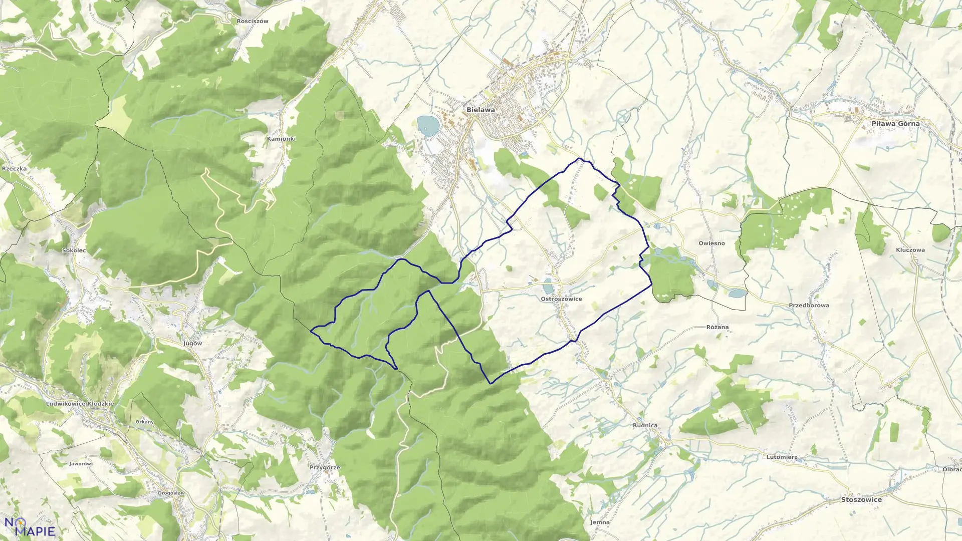 Mapa obrębu OSTROSZOWICE w gminie Dzierżoniów