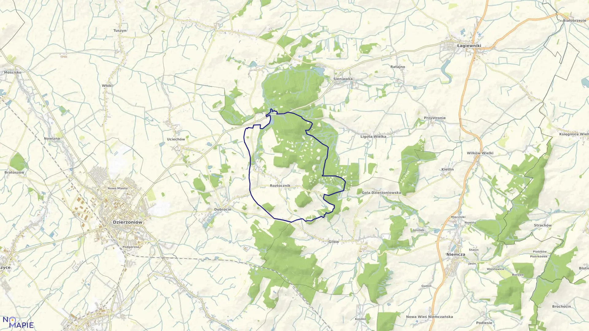 Mapa obrębu ROZTOCZNIK w gminie Dzierżoniów