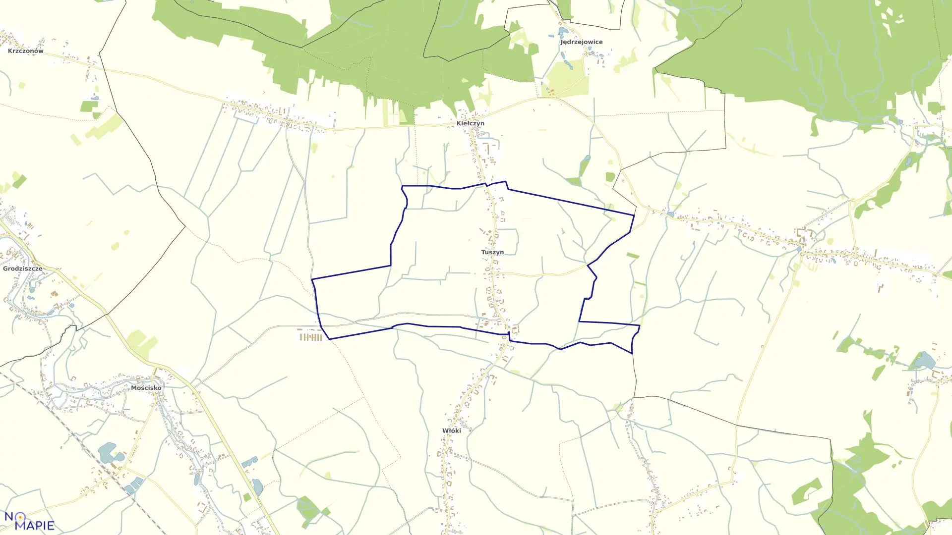 Mapa obrębu TUSZYN w gminie Dzierżoniów